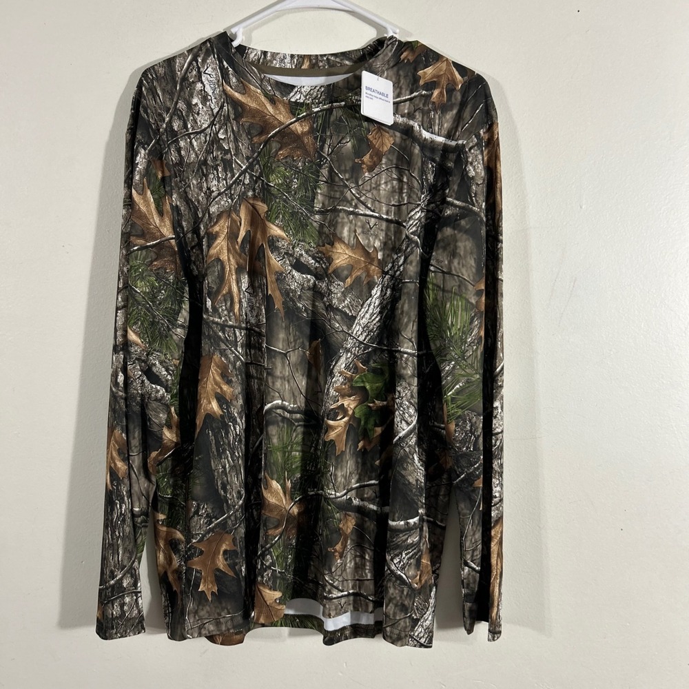 Loogu Camouflage Long Sleeve Shirt Mens Large Brown Green Hunting Tee